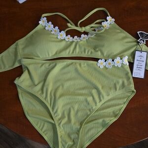 Green Floral Bikini Set